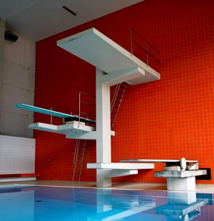 Diving off of the 10 meter diving board is equivalent to diving off of a three story building!