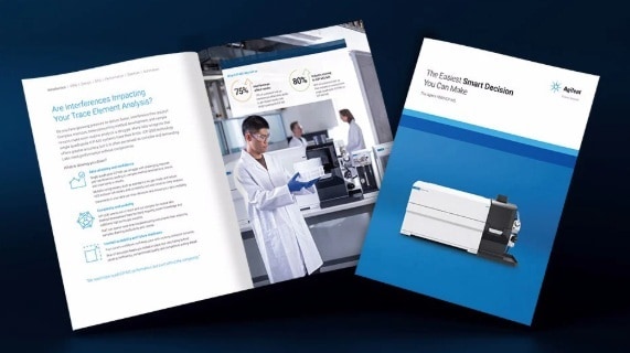 Front cover of Agilent 9500 ICP-QQQ interactive, 16-page brochure, with details on its proprietary Dual-Cell System that enables fast, interference-free analysis across complex matrices.