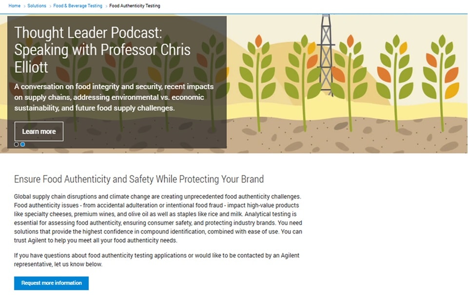 Podcast promotion with farm illustration. Title: Thought Leader Podcast with Professor Chris Elliott on food integrity and supply chain challenges. Button: Learn more.